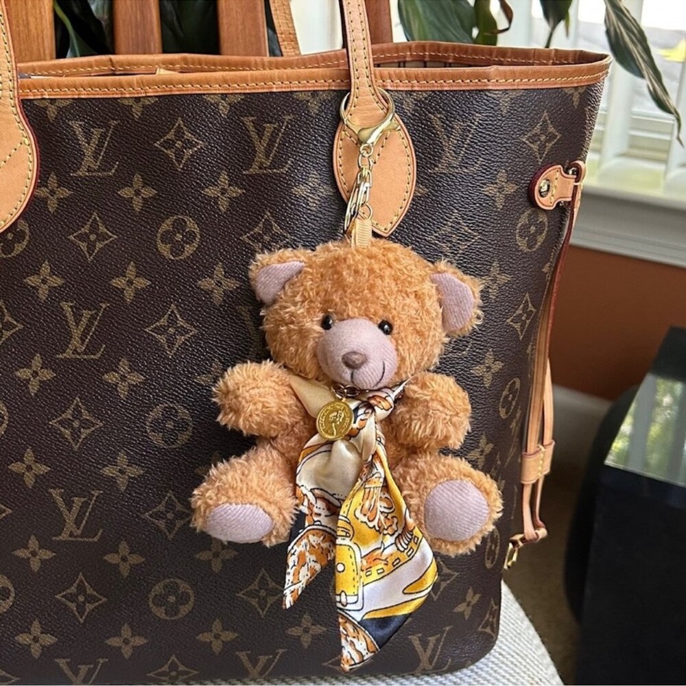 TEDDY BEAR TWILLY SCARF Bag Charm Tan 🧸